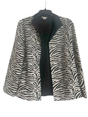 Vintage Grace Chuang New York Black/White Zebra  Print Open-Front Jacket